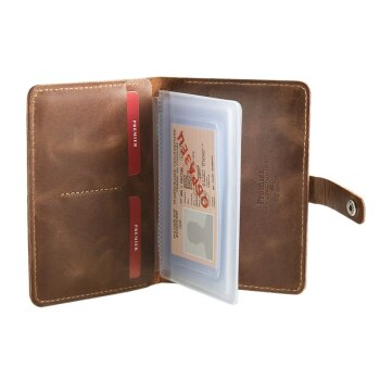 Бумажник водителя Premier, натур.кожа, с хлястиком, с отд.д/паспорта, Т-корич.пулл-ап винтаж № 152