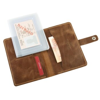 Бумажник водителя Premier, натур.кожа, с хлястиком, с отд.д/паспорта, Т-корич.пулл-ап винтаж № 152