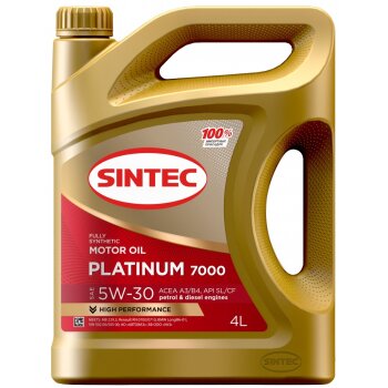 Масло моторное SINTEC PLATINUM 7000 5W30 SL/CF A3/B4 синтетика 4л (1/4) *