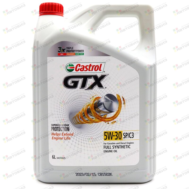 Масло моторное CASTROL GTX 5W30 SP/C3 синтетика 6л (1/3) 3431025 ...