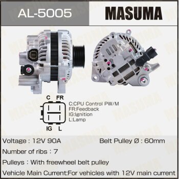 Фото генератор masuma, honda / r18a, r18a1, r18a2 (14v/80a)