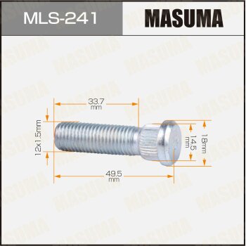 Фото шпилька masuma 12x1.5мм, l=49.5мм / hyundai