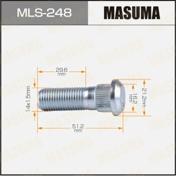 Фото шпилька masuma 14x1.5мм, l=51,2мм / nissan