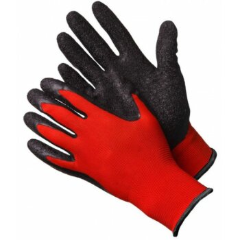 Перчатки нейлоновые с двойным латексным обливом (красный/черный)(12/600)