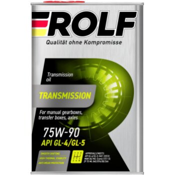 Жидкость трансмиссионная  TRANSMISSION 75W90 GL-4/GL-5 синтетика 4л (металл) (1/4) ROLF 323140