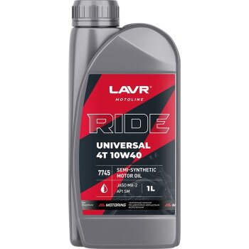 Моторное масло LAVR MOTO RIDE UNIVERSAL 4T 10W40 SM 1 л LAVR LN7745