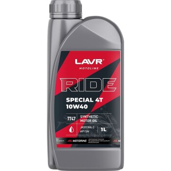 Моторное масло LAVR MOTO RIDE SPECIAL 4Т 10W40 SN 1 л LAVR LN7747