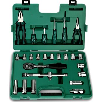 Инструменты, набор SATA 1/2". 26пр., головки, отвертки, плоскогубцы