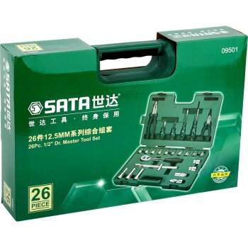 Инструменты, набор SATA 1/2". 26пр., головки, отвертки, плоскогубцы