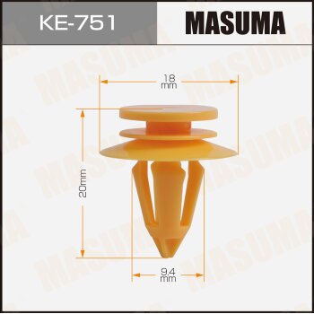 Клипса автомобильная (автокрепеж) MASUMA 751-KE [уп50] MASUMA KE751