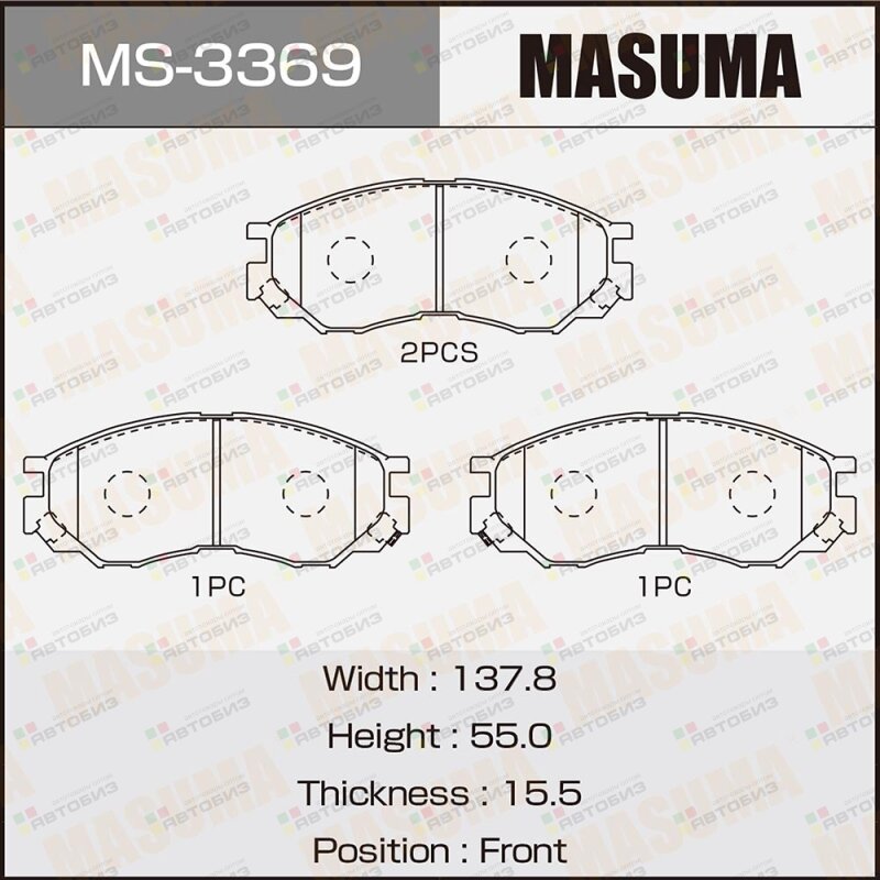 Колодки тормпер MASUMA MS3369