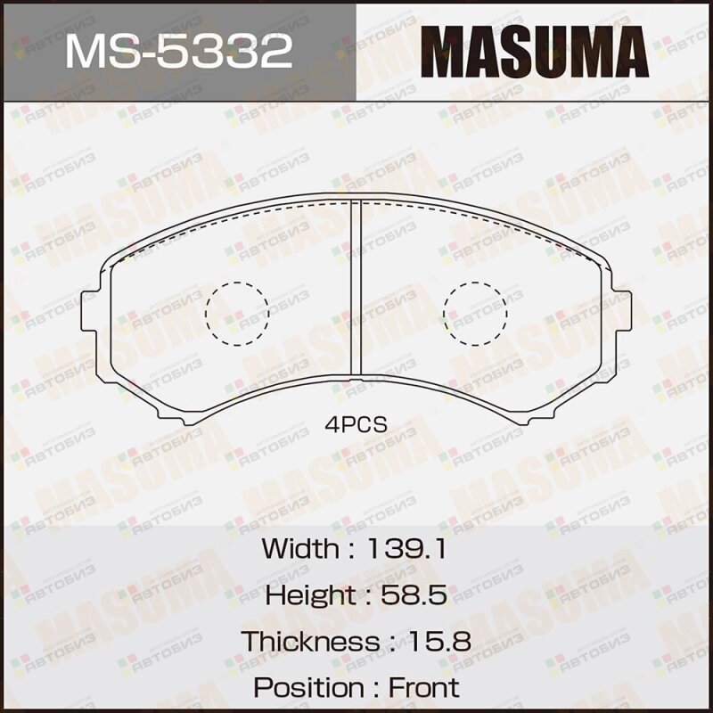 Колодки тормпер MASUMA MS5332