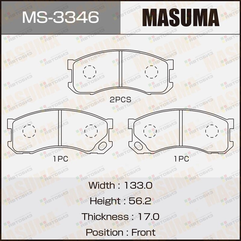 Колодки дисковые MASUMA AN-428K PF-3346 front (1/12) MASUMA MS3346