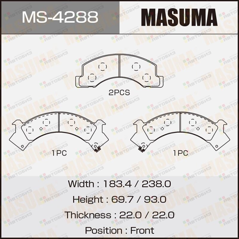 Колодки дисковые MASUMA AN-360WK PF-4288 front (1/4) MASUMA MS4288