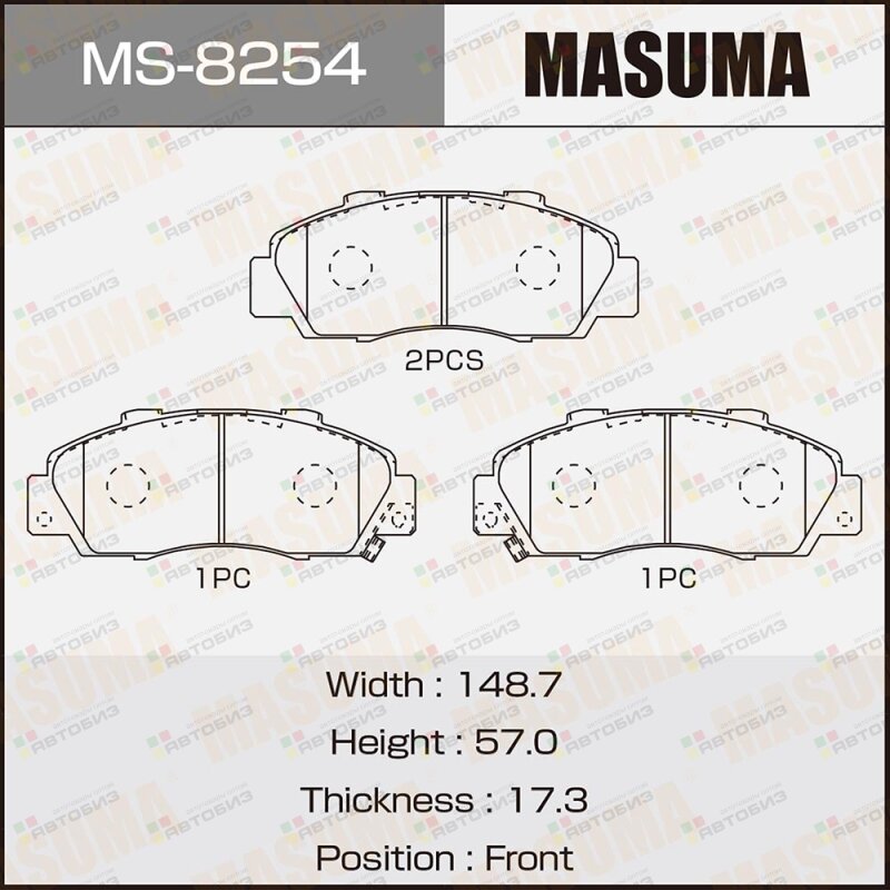 Колодки тормпер MASUMA MS8254