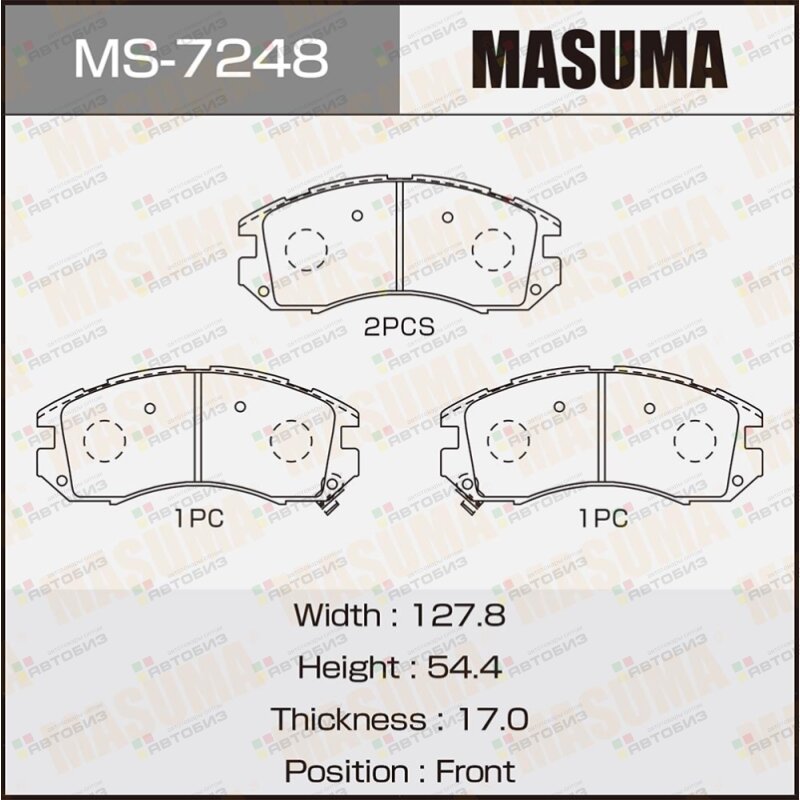 КОЛОДКИ  ДИСКОВЫЕ MASUMA  AN-295K   (1/12) MASUMA MS7248