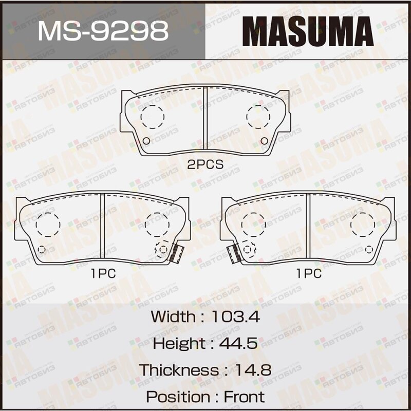 Колодки тормпер MASUMA MS9298