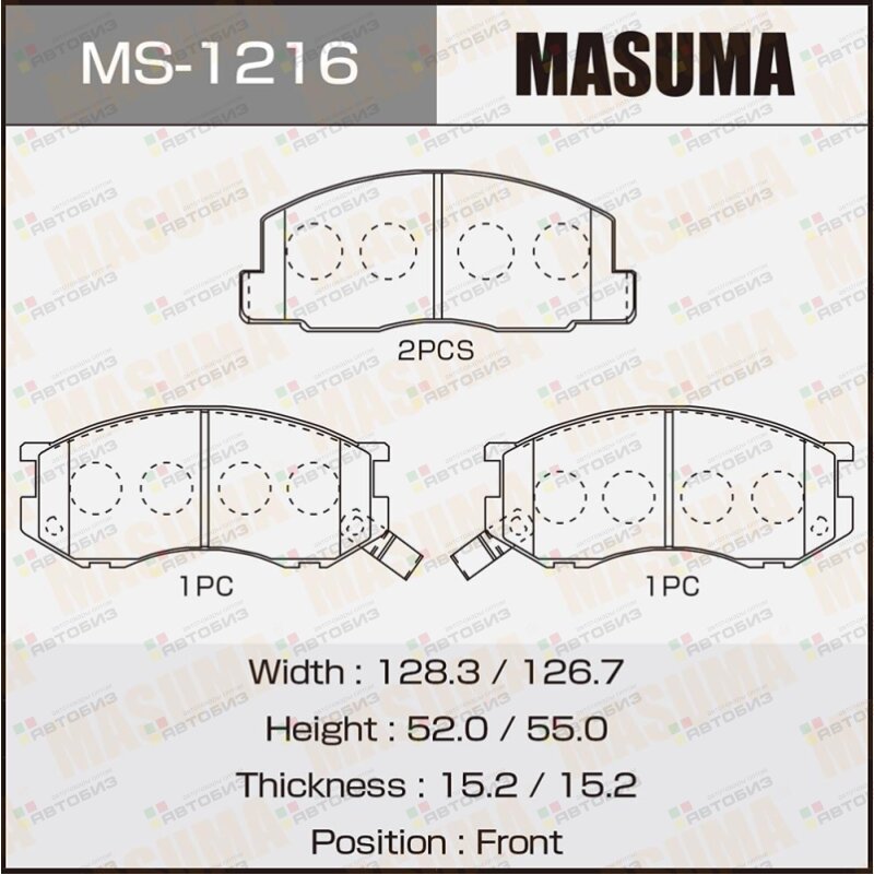 Колодки тормпер MASUMA MS1216