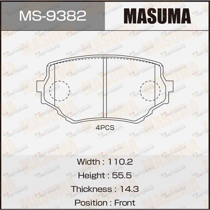 Колодки тормпер MASUMA MS9382