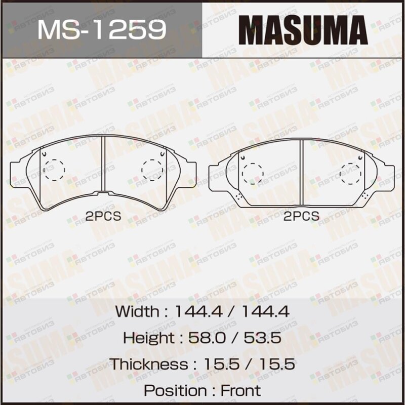 Колодки дисковые Masuma AN-355K  (1/12) MASUMA MS1259