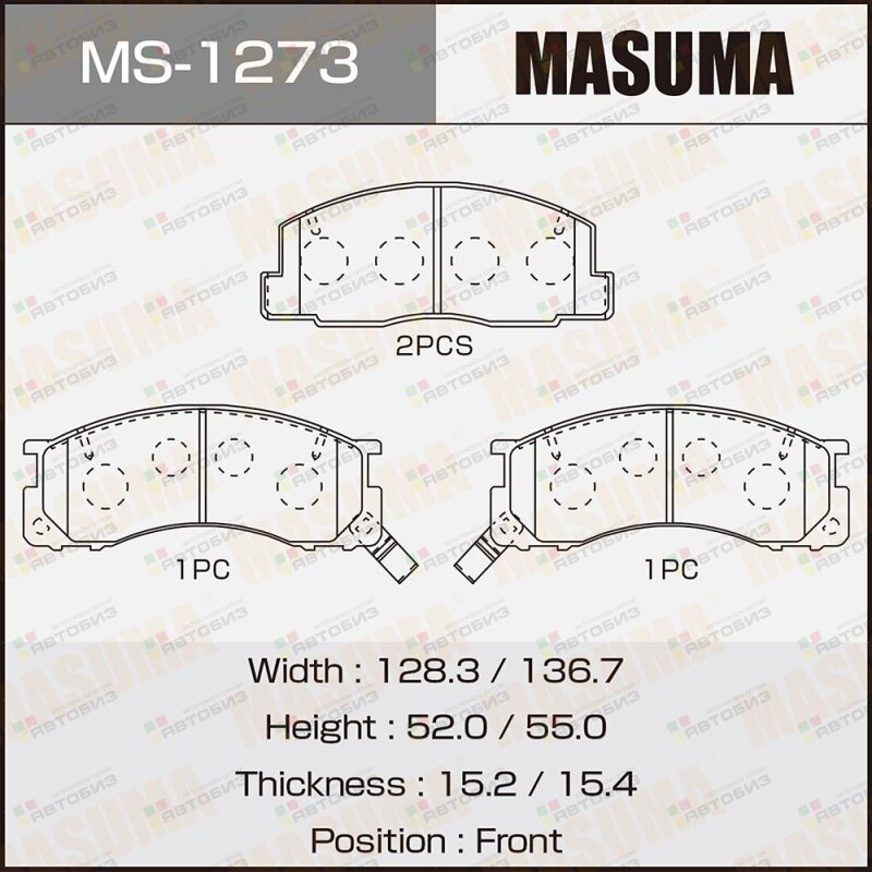 Колодки дисковые MASUMA AN-408WK NP1139 P83029 front аналог MS-1399 (1/12) MASUMA MS1273