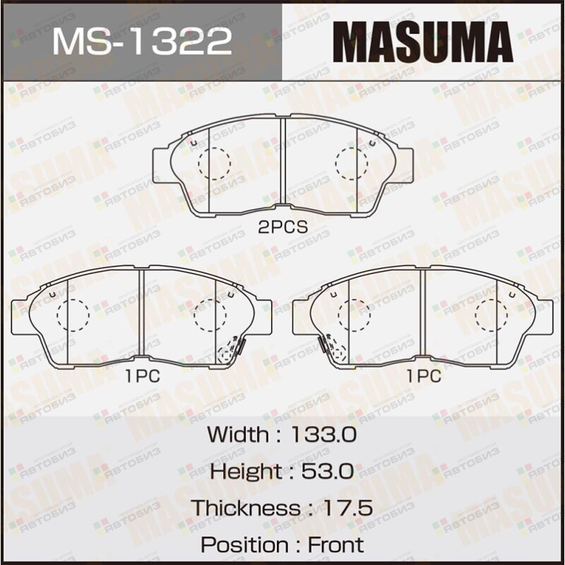 Колодки тормпер MASUMA MS1322