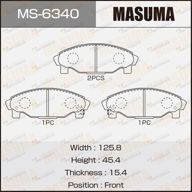 Колодки тормозные дисковые MASUMA MS6340