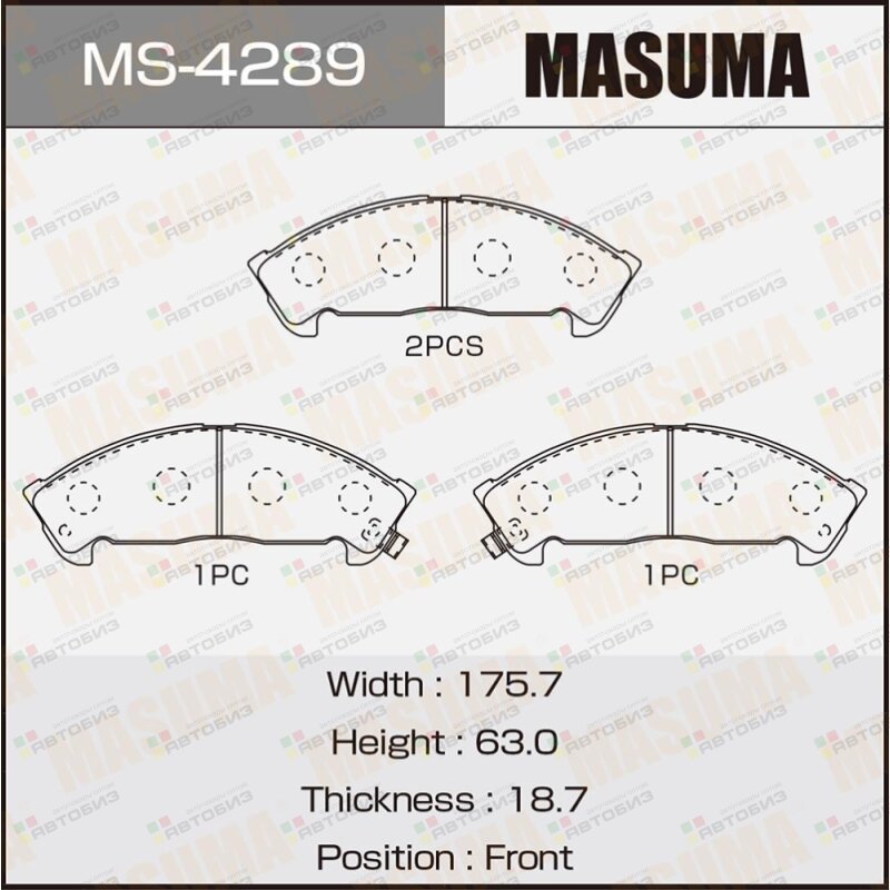 Колодки дисковые MASUMA AN-361WK PF-4289 front (1/8) MASUMA MS4289