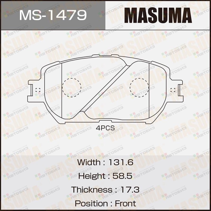 Колодки тормозные передние MASUMA MS1479