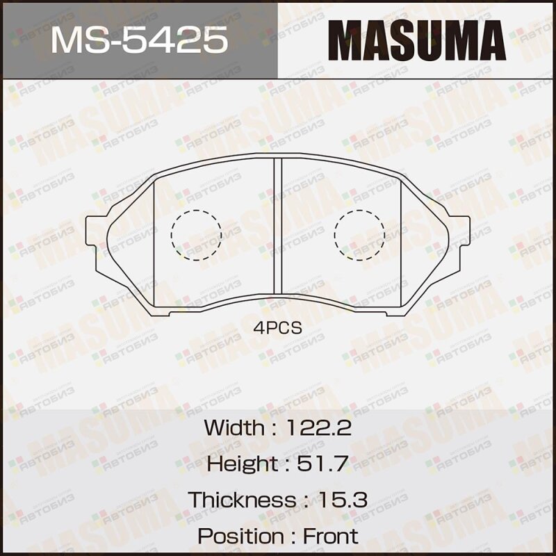 Колодки тормпер MASUMA MS5425