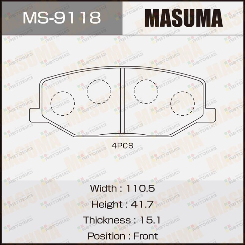 Колодки тормпер MASUMA MS9118