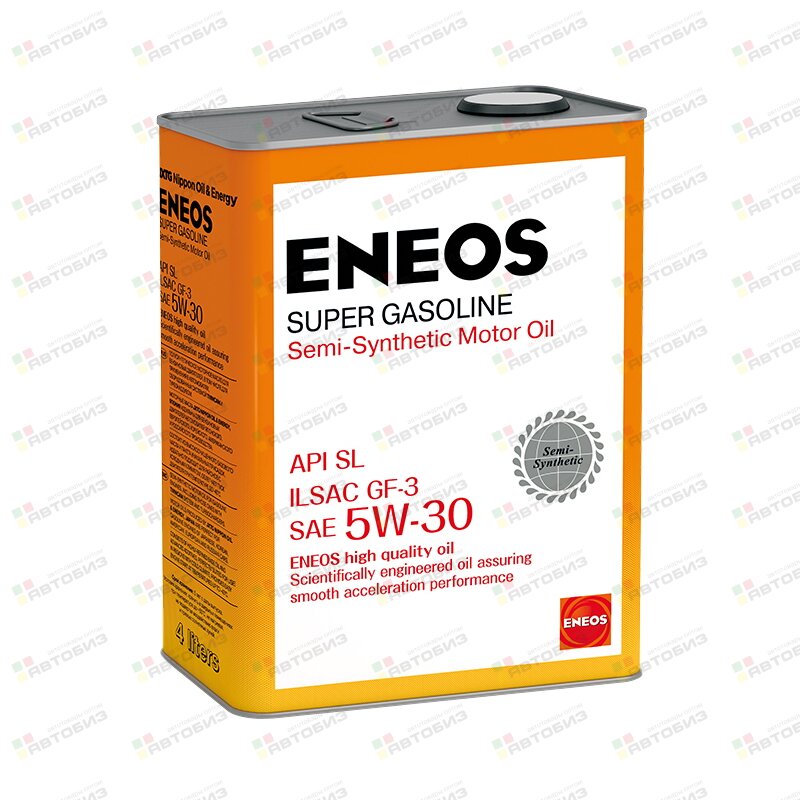 Масло моторное ENEOS Gasoline SUPER 5W30 SL бензин полусинтетика 4л (1/6) ENEOS 8809478943435