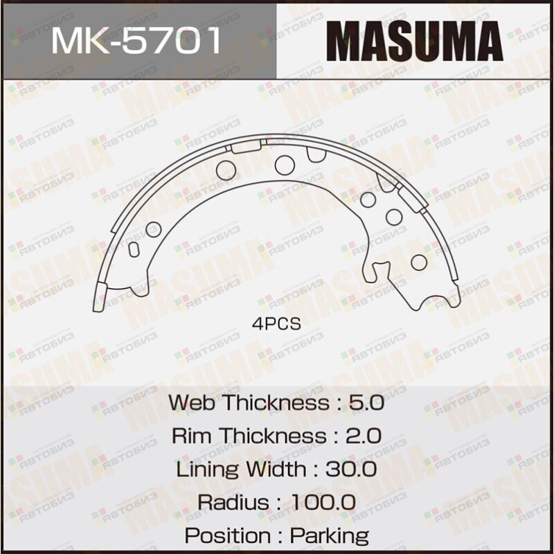 Колодки Тормбарабпарков Honda Cr-V Ii 20/ 22 Ctdi 07/02-09/06/ I MASUMA MK5701