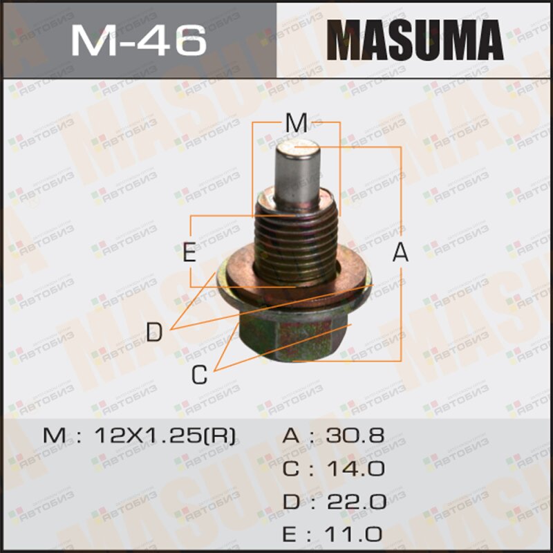 Болт маслосливной С МАГНИТОМ 12х125mm MASUMA M46