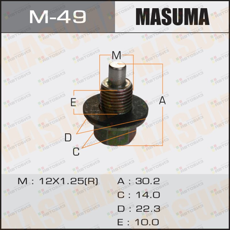 Болт маслосливной С МАГНИТОМ Masuma Toyota 12х MASUMA M49