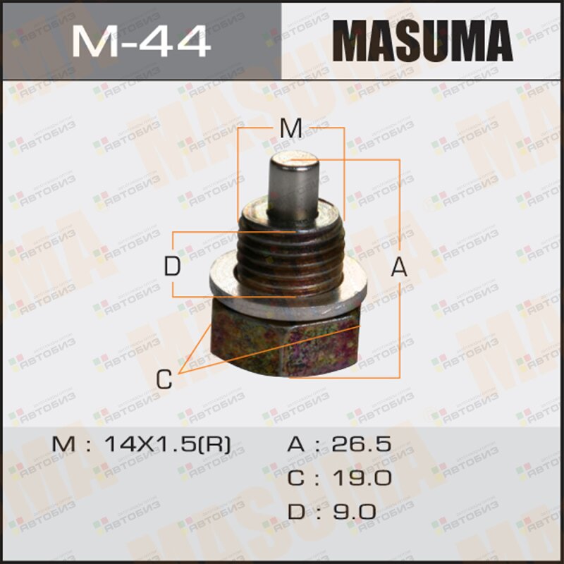 Болт маслосливной С МАГНИТОМ 14x15 mm MASUMA M44