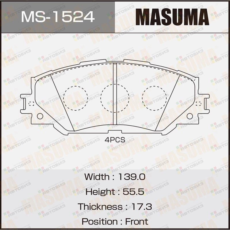 Колодки дисковые MASUMA AN-742K NP1019 P83082 front (1/12) MASUMA MS1524