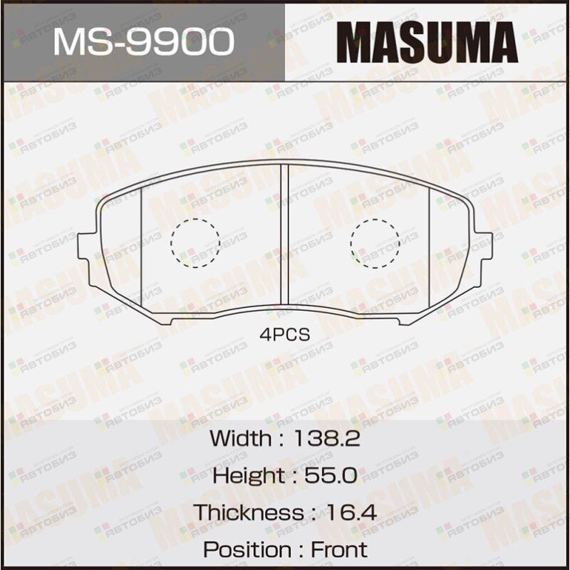 Колодки дисковые Masuma AN-  ESCUDO/TD54W TD9 MASUMA MS9900