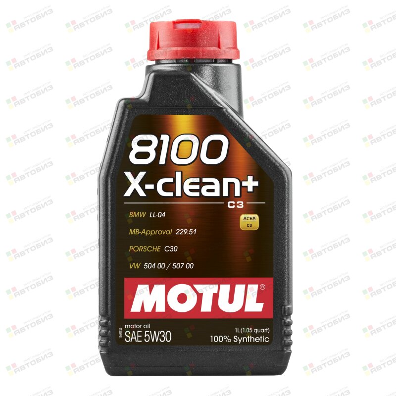 Масло моторное MOTUL 8100 X-clean+ 5W30 C3 синтетика 1л (1/12) MOTUL 111683