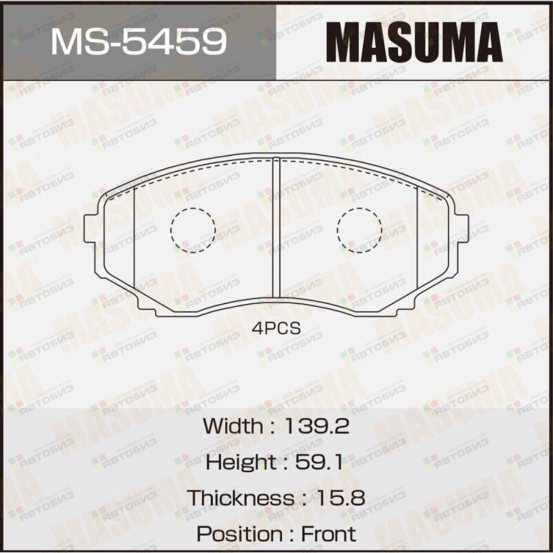 Колодки тормпер MASUMA MS5459