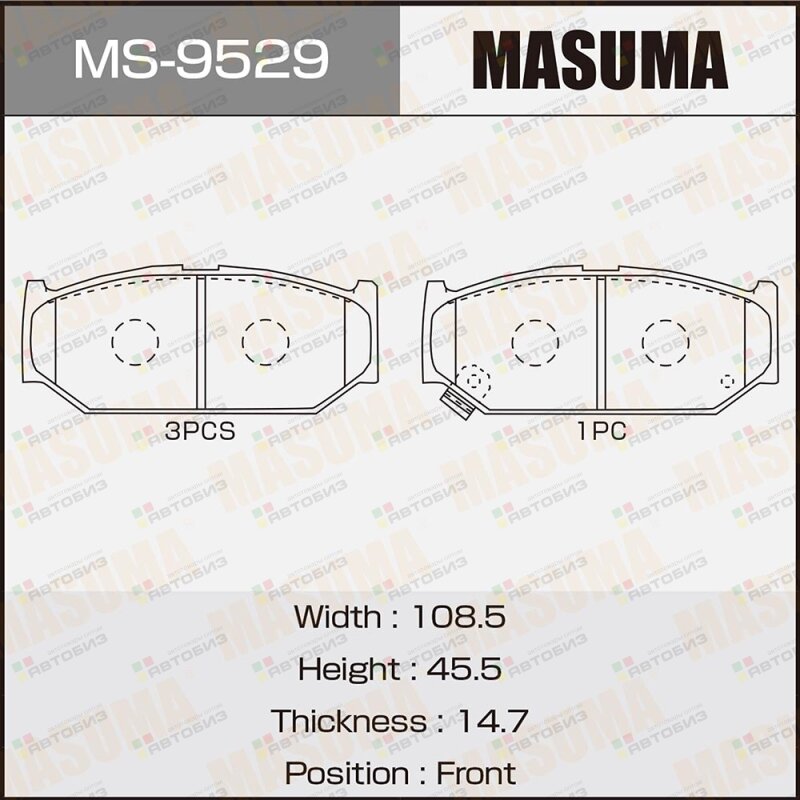 Колодки тормпер MASUMA MS9529