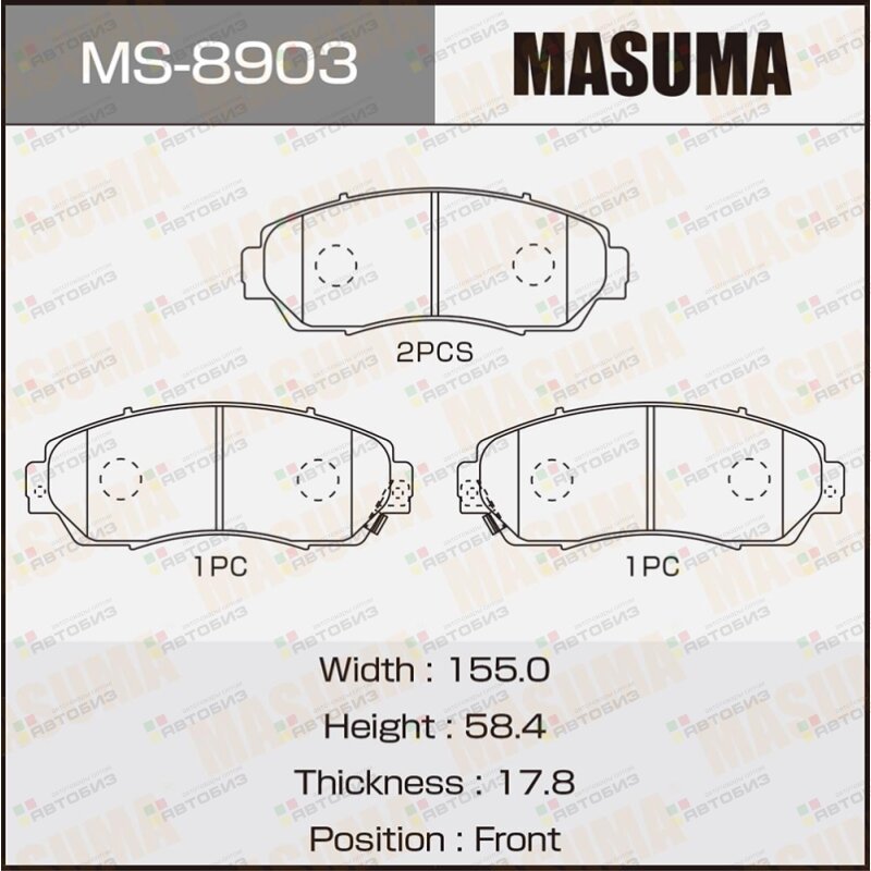 Колодки дисковые Masuma AN- CR-V/RE3RE4 front (1 MASUMA MS8903