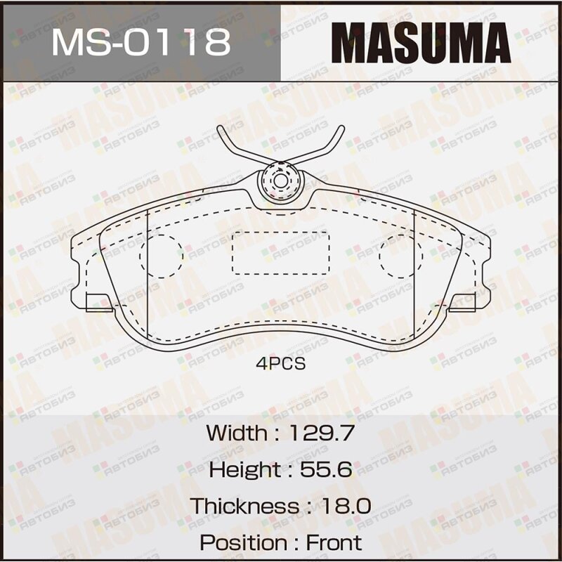 Колодки дисковые MASUMA AN-4017K P61069 front (1/12) MASUMA MS0118