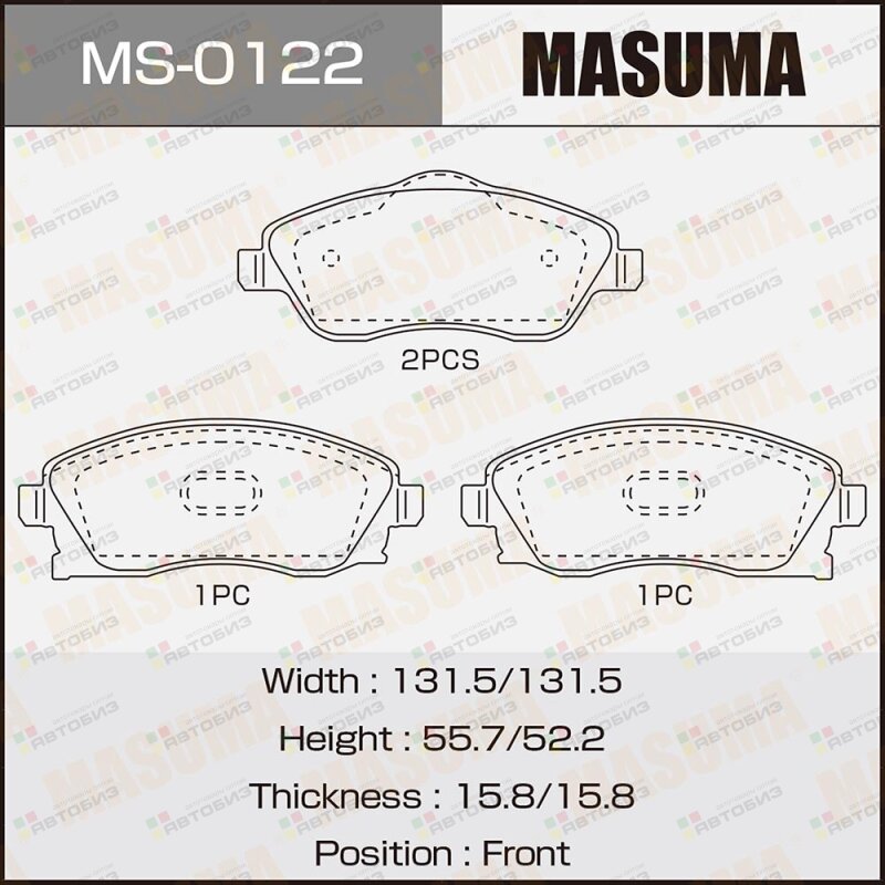 Колодки тормпер MASUMA MS0122