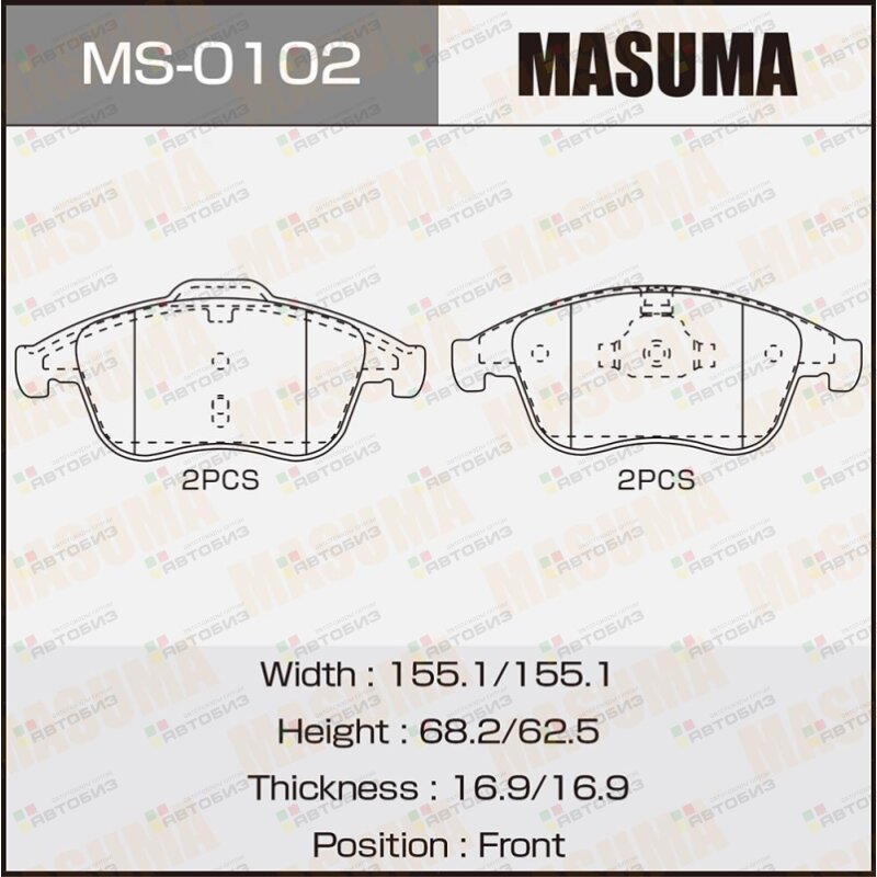 Колодки дисковые MASUMA AN-4664K P68047 front (1/6) MASUMA MS0102