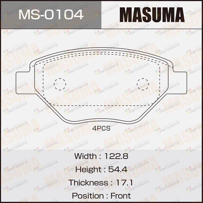 Колодки дисковые MASUMA AN-4592K P68031 front (1/12) MASUMA MS0104