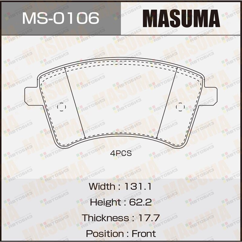 Колодки дисковые MASUMA MS0106