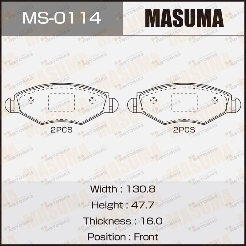 Колодки дисковые MASUMA AN-4051K P61063 front (1/12) MASUMA MS0114