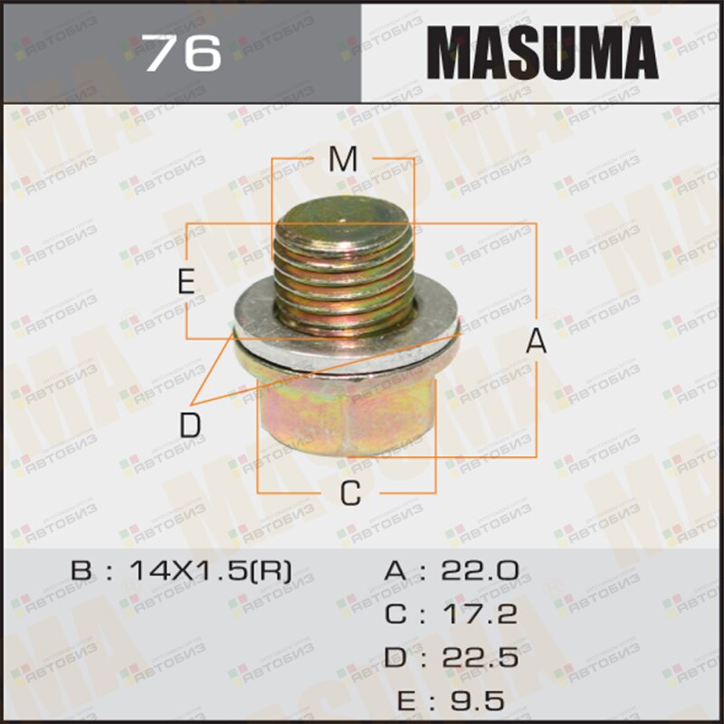 Болт маслосливной A/T (с шайбой) MASUMA 76