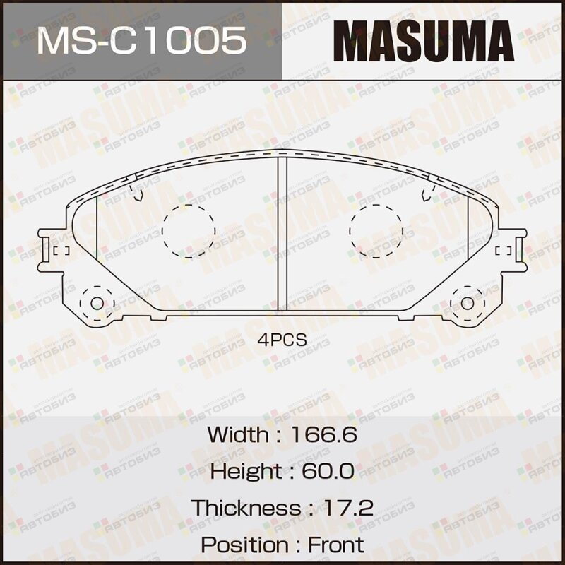 Колодки тормозные дисковые MASUMA MSC1005